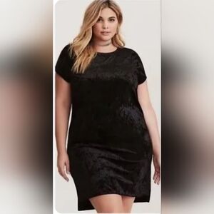 Torrid Crushed Velvet T-Shirt Dress Black Size 0